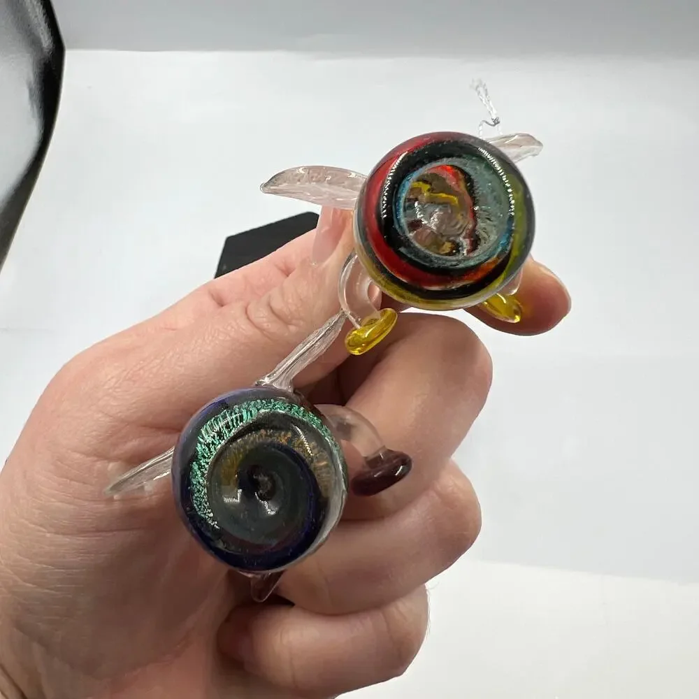 Vintage Hand Blown Mini Instrumental Angel Colorful‎ Figurines Ornaments 3 Piece